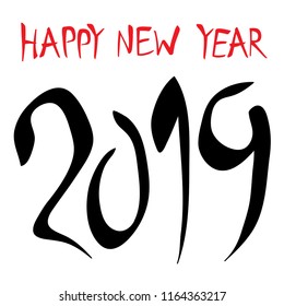 Happy New year 2019 / Vector illustration, graphic banner, background