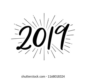 Happy New Year 2019 Vector Text Typography for Greeting Cards, Social Media, Posters, Flyers, Marketing, Advertisement, Web Design