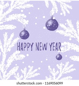 Happy New Year 2019, vector illustration Christmas background with tree and ornaments