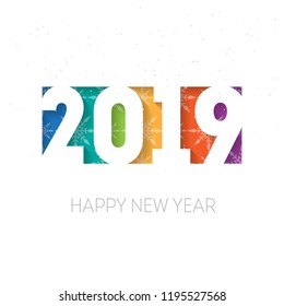 Happy new year 2019 vector background. Cover of business diary or calendar for 2019 with wishes and snowflakes. Vector brochure design template.