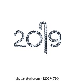 Happy New Year 2019 vector design. New Year 2019 Creative Design Concept.