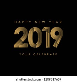 Happy New Year 2019 Vector Template Design Illustration