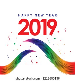Happy New Year 2019 Vector Template Design Illustration