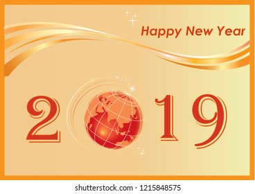 Happy New Year 2019. Vector illustration