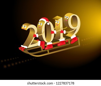 Happy new year 2019. Vector Illustration.