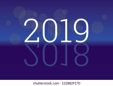Happy New Year 2019 vector. Blue New Year background. Inscription 2019 on a blue background. Festive blue background