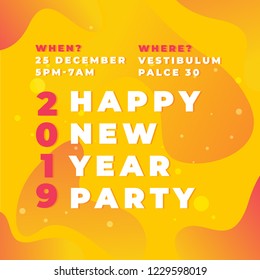 Happy New Year 2019. Vector Illustration. Greetings card, flyers, invitation, posters, brochure, banners, calendar.