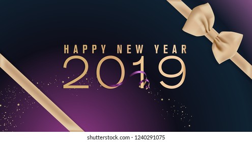 Happy New Year 2019. Vector illustration concept for background, greeting card, website and mobile website banner, party invitation card, social media banner, marketing material.