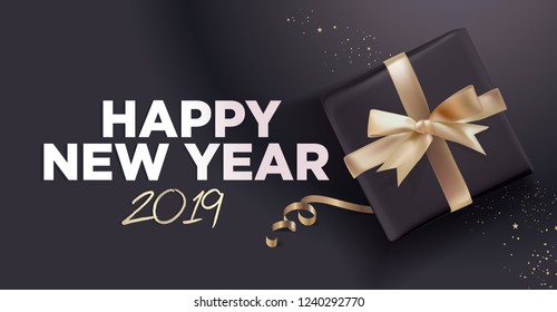 Happy New Year 2019. Vector illustration concept for background, greeting card, website and mobile website banner, party invitation card, social media banner, marketing material.