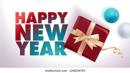 Happy New Year 2019. Vector illustration concept for background, greeting card, website and mobile website banner, party invitation card, social media banner, marketing material.