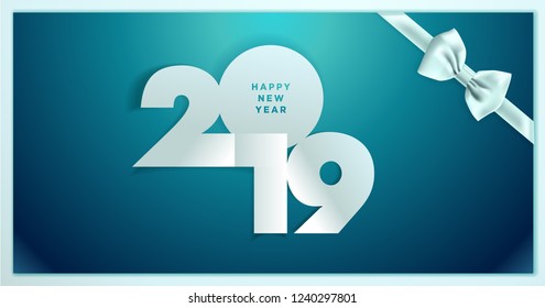 Happy New Year 2019. Vector illustration concept for background, greeting card, website and mobile website banner, party invitation card, social media banner, marketing material.