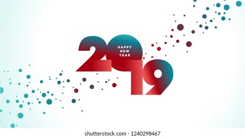 Happy New Year 2019. Vector illustration concept for background, greeting card, website and mobile website banner, party invitation card, social media banner, marketing material.