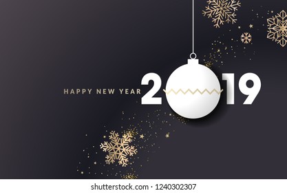 Happy New Year 2019. Vector illustration concept for background, greeting card, website and mobile website banner, party invitation card, social media banner, marketing material.