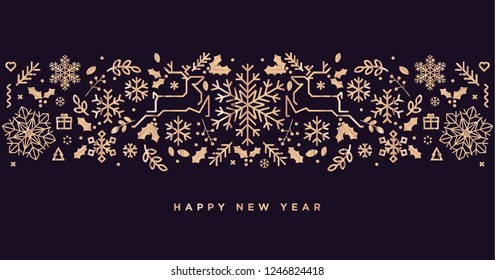 Happy New Year 2019. Vector illustration concept for background, greeting card, website and mobile website banner, party invitation card, social media banner, marketing material.