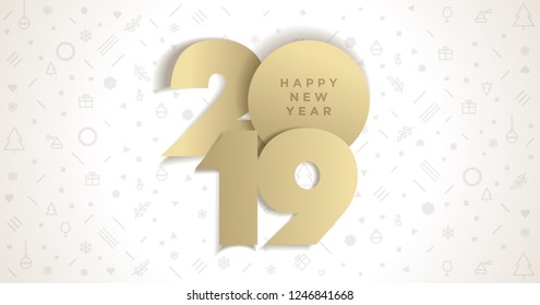 Happy New Year 2019. Vector illustration concept for background, greeting card, website and mobile website banner, party invitation card, social media banner, marketing material.