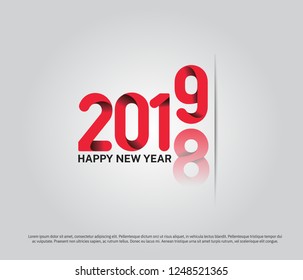 Happy new year 2019. Vector design for holiday celebration purpose. illustration red number on white background