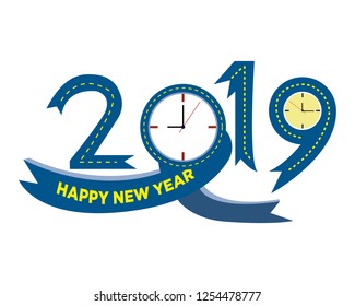 Happy New Year 2019 vector illustration