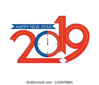 Happy New Year 2019 vector illustration