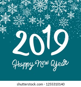 happy new year 2019 vector greeting card and poster design. Logo banner design holiday card on white background.