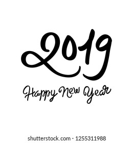 happy new year 2019 vector greeting card and poster design. Logo banner design holiday card on white background.