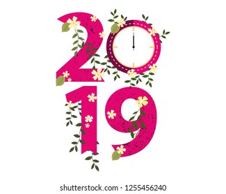 Happy New Year 2019 vector illustration