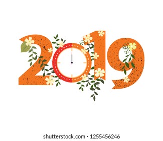 Happy New Year 2019 vector illustration
