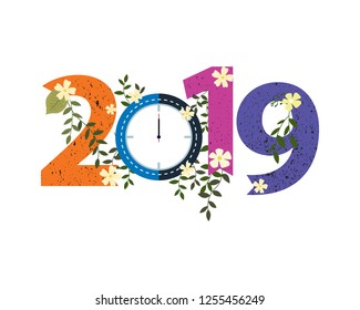 Happy New Year 2019 vector illustration