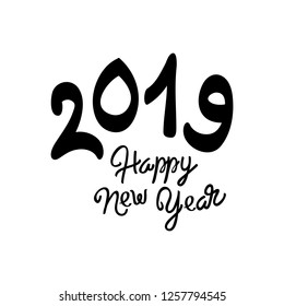 happy new year 2019 vector greeting card and poster design. Logo banner design holiday card on white background.