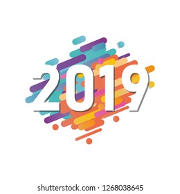 Happy new year 2019 vector background. Vector brochure design template. Cover of business diary for 2019 with wishes.