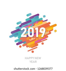 Happy new year 2019 vector background. Vector brochure design template. Cover of business diary for 2019 with wishes.