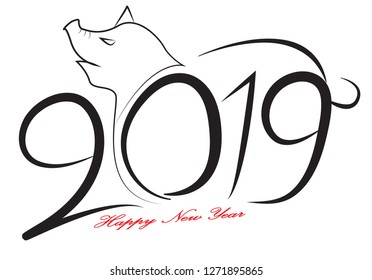 Happy new year 2019. Year 2019 vector design element. - Vector