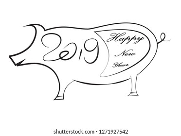 Happy new year 2019. Year 2019 vector design element. - Vector