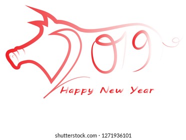 Happy new year 2019. Year 2019 vector design element. - Vector