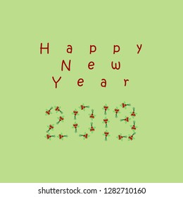 Happy New Year 2019. Vector for Greeting Cards, Banners, and T-shirts