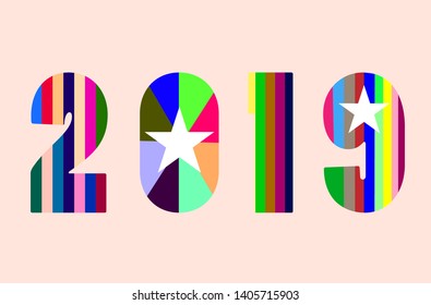 Happy New Year 2019 Vector illustration EPS10 