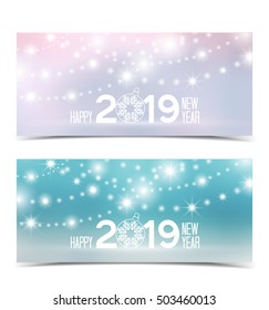 Happy New Year 2019, vector illustration Christmas backgrounds