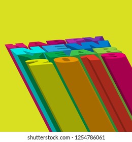 Happy New Year 2019 is very colorful -  3D design background
