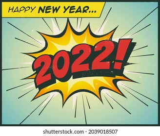 Happy New Year 2019 in a vintage comic book bubble sound effect  - Vector EPS10. 