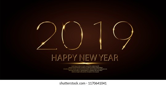 	
Happy New Year 2019 winter holiday greeting card design template. 2019 Happy New Year Background for your Seasonal Flyers