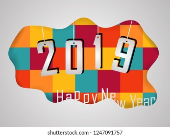 Happy New Year 2019.Greetings Card Background.Abstract Background. For flyers, Brochure, Invitation card, Banner,  and calender