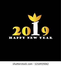 Happy new year 2019.Happy new year greeting with number 2019 . Vector illustration.
