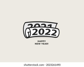 Happy new year, 2020 to 2021 nmbers, roll newspaper icon. Brochure, greeting card or calendar creative cover design. Vector illustration