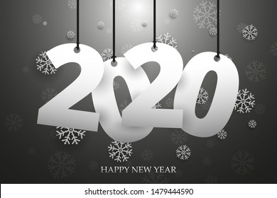 Happy New Year 2020. Abstract dark background in gold design .Vector illustration
