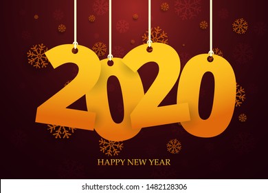 Happy New Year 2020. Abstract dark background in gold design .Vector illustration