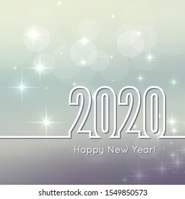 Happy New Year 2020. Abstract blurred vector background with sparkle stars and glint.