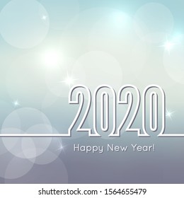 Happy New Year 2020. Abstract blurred vector background with sparkle stars and glint.