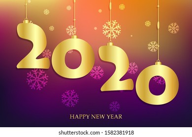Happy New Year 2020. Abstract dark background in gold design .Vector illustration