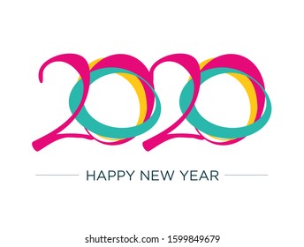 Happy New Year 2020 Abstract Vibrant Vector illustration For New year wishes, Greeting cards, E flyers, Calendar cover and any print or online media.