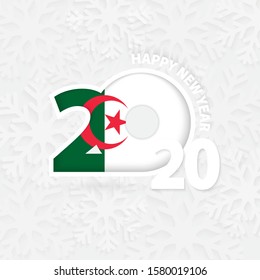 Happy New Year 2020 for Algeria on snowflake background. Greeting Algeria with new 2020 year.