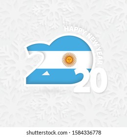 Happy New Year 2020 for Argentina on snowflake background. Greeting Argentina with new 2020 year.
